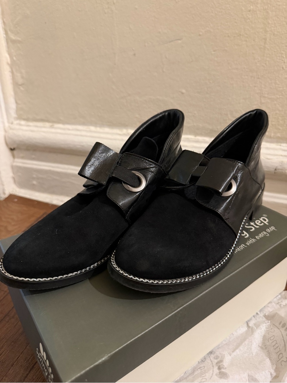 Men's Black Suede & Leather Slip-On Dress Shoes